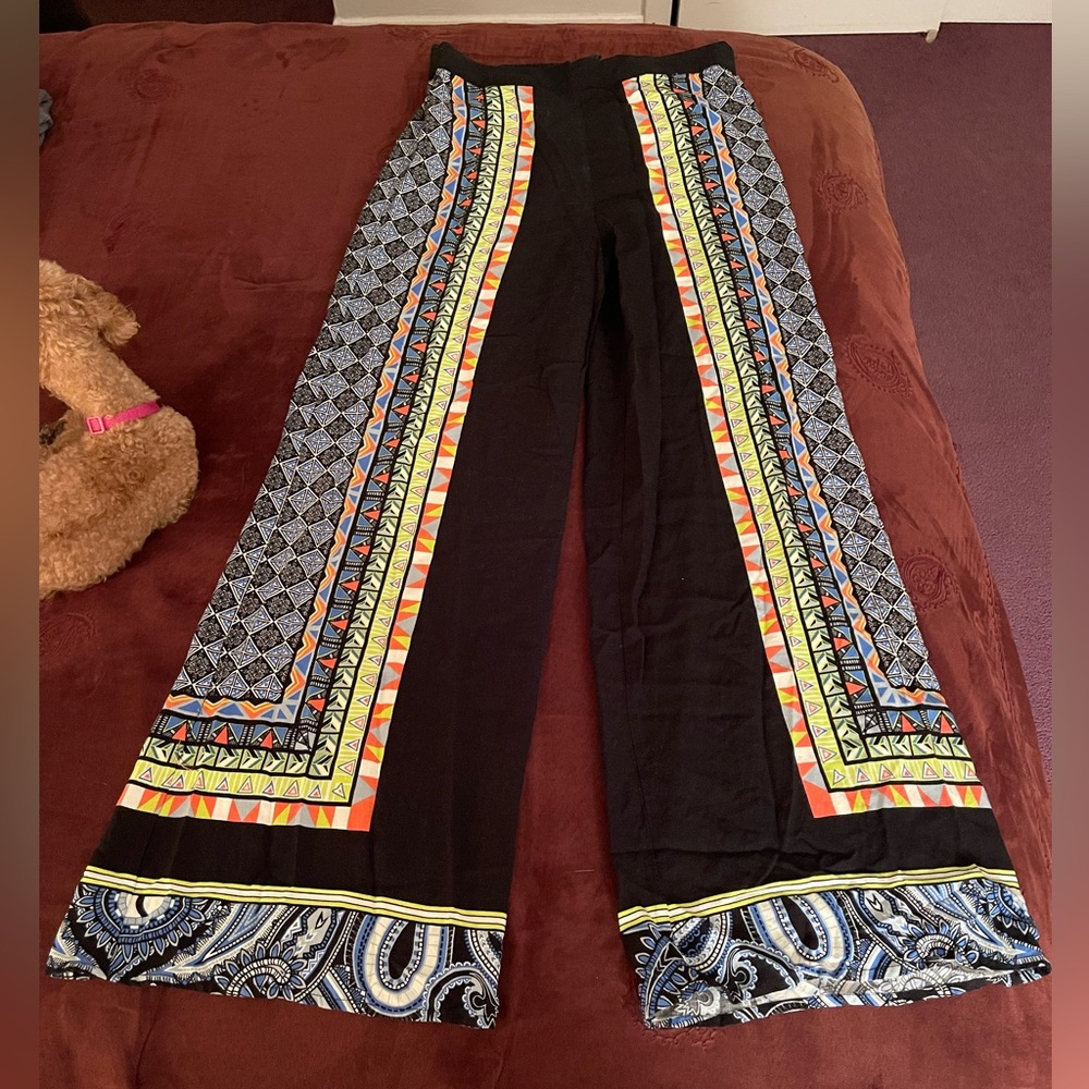 Jealous Tomato Psychedelic Black Palazzo Pants Large